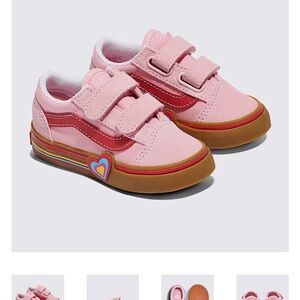 Vans Kids Pink old School Sneakers with Heart Accent